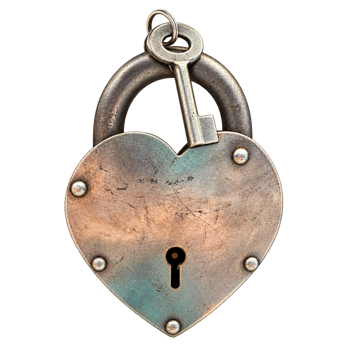 Patina Heart Love Lock