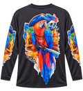 Pirate Parrot Long-Sleeve Performance Shirt - Charcoal