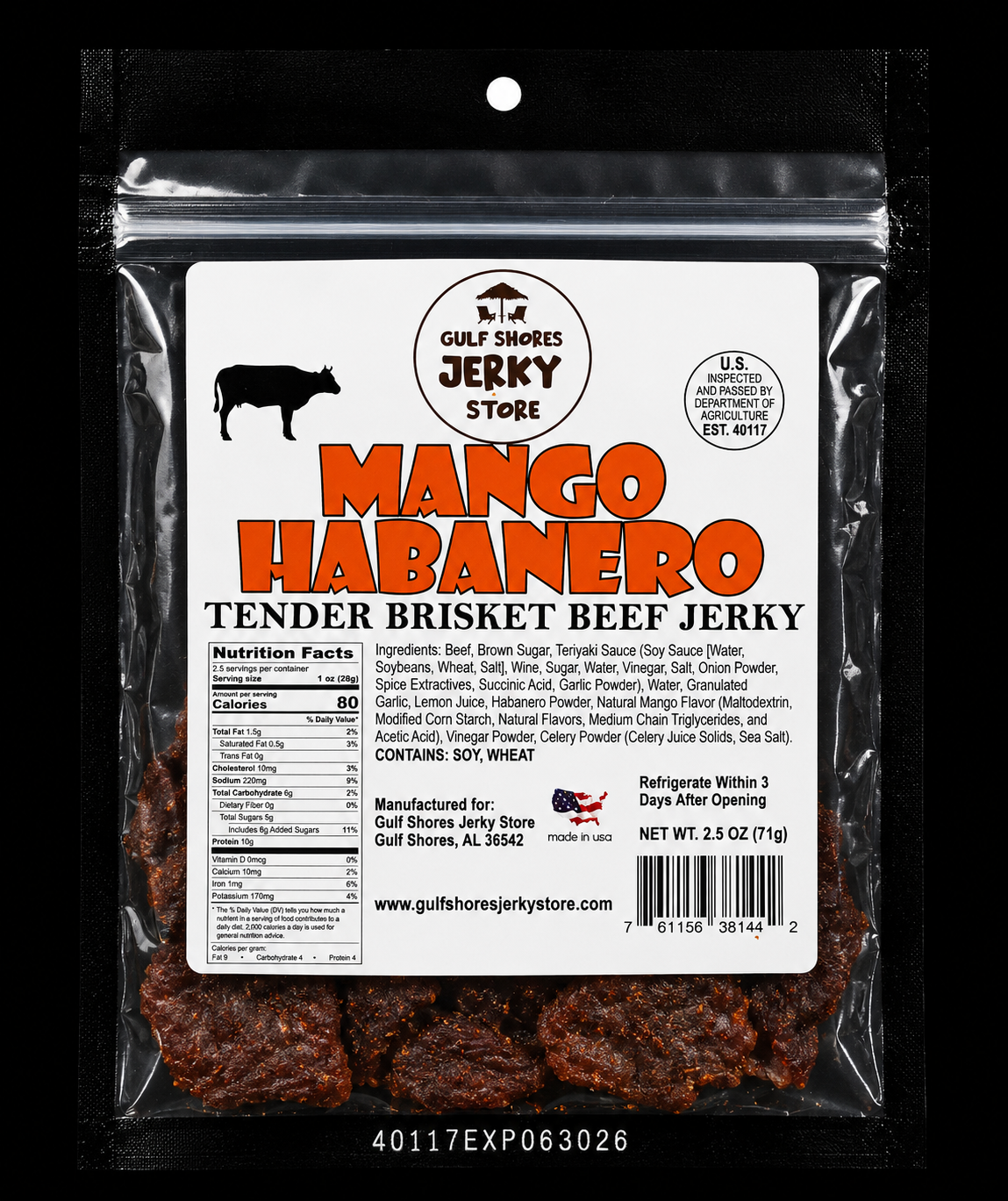 Mango Habanero Tender Beef Brisket Jerky