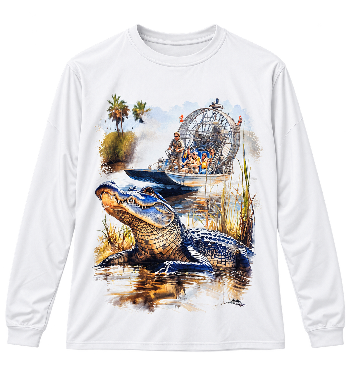 Gator Airboat Long-Sleeve Performance Shirt - White